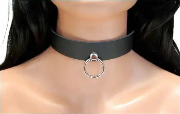 Leder Choker Uni 2,4cm mit Ring