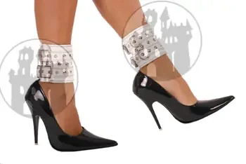 Leder Damen Fussfesseln breit mit Nieten
