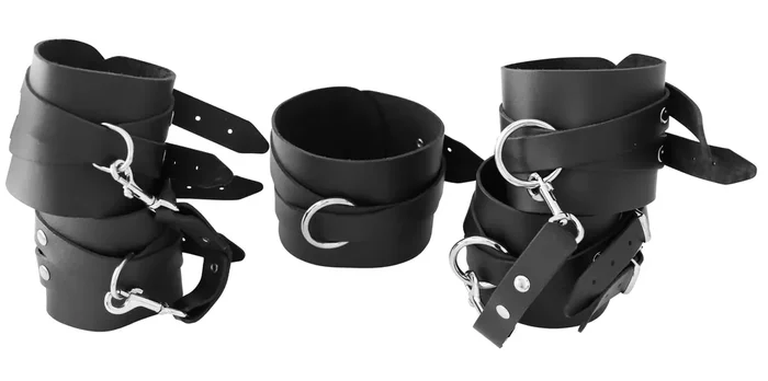 Leder Fesselset ‘The Crown‘ schwarz