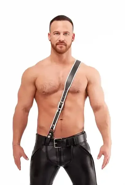 Leder Gurt schwarz/weiß