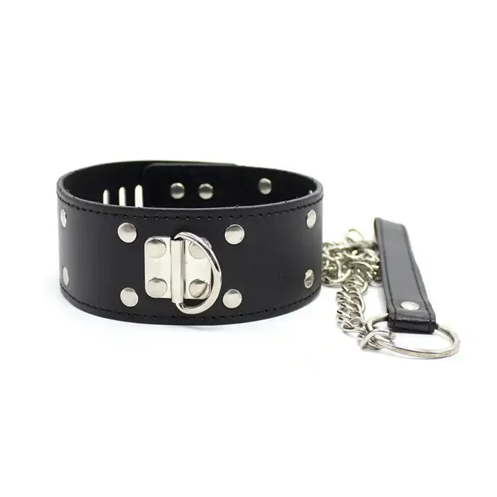 Leder Halsband mit Nieten und Leine
