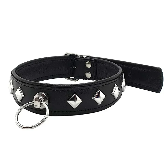 Leder Halsband mit Nieten und O-Ring