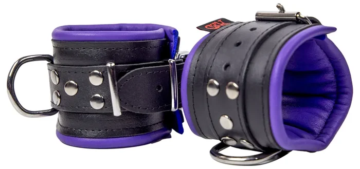 Leder-Handfesseln gepolstert lila-schwarz