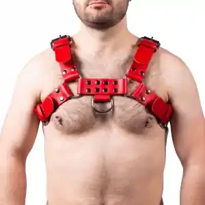Leder Harness Schnalle Rot