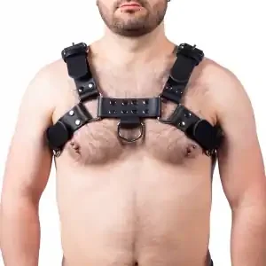 Leder Harness Schnalle Schwarz