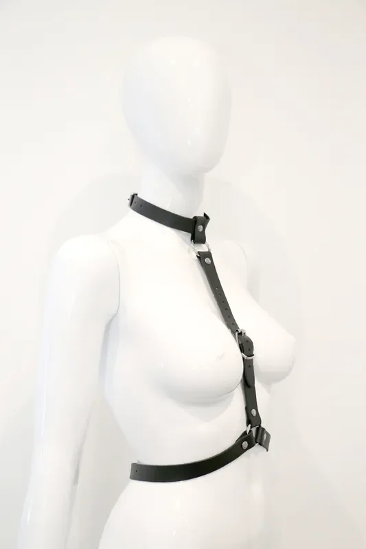 Leder Harness-Taillengurt und Halsband – L/XL