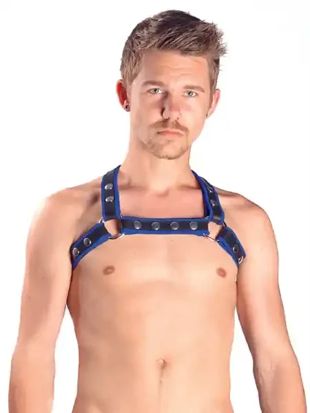 Leder Harness ‘X‘ blau