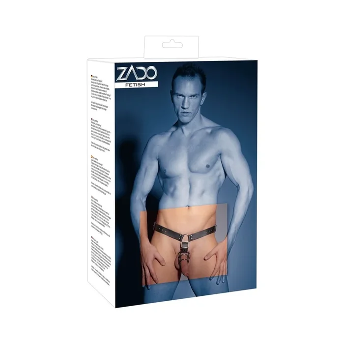 Leder Herren String mit Anal-Dildo und 3 Penis-/Hodenringen – Größe L/XL
