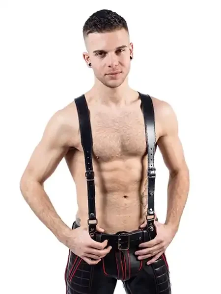 Leder Hosenträger schwarz