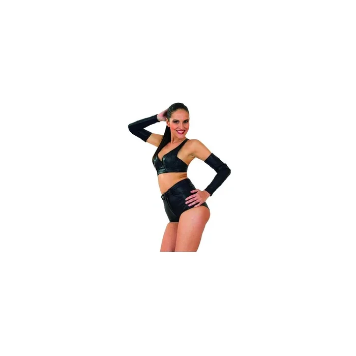 Leder Hot Pants – Schwarz – Größe M