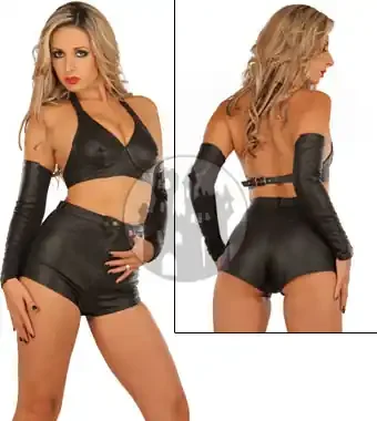 Leder Hotpants (Farbe Schwarz, Grösse M)