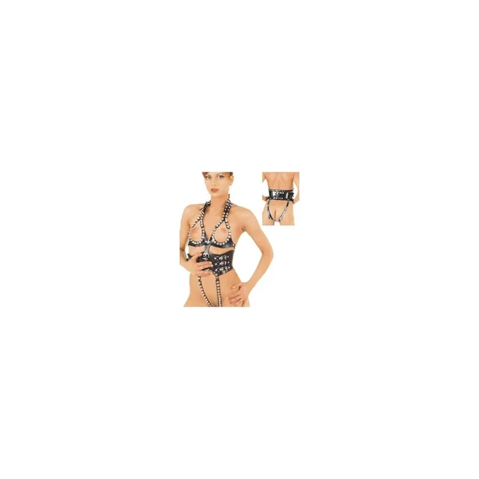 Leder Nieten Harness – brustfrei & ouvert – Größe M
