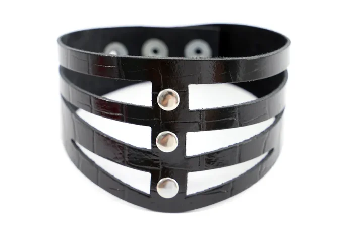 Leder Riemchen-Look-Halsband matt