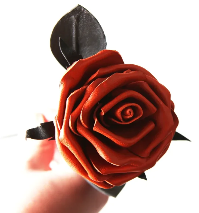 Leder Rose – Orange-Schwarz