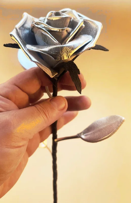 Leder Rose – Silber