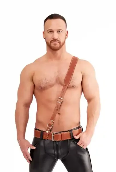 Leder Schultergurt braun