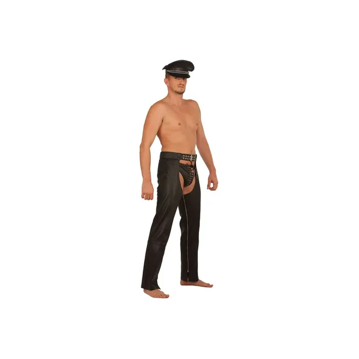 Leder Slip mit Front-Schnürung – Schwarz