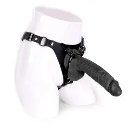 Leder Strap On inklusive schwarzem Dildo