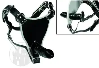 Leder Strap-On schwarz-weiß