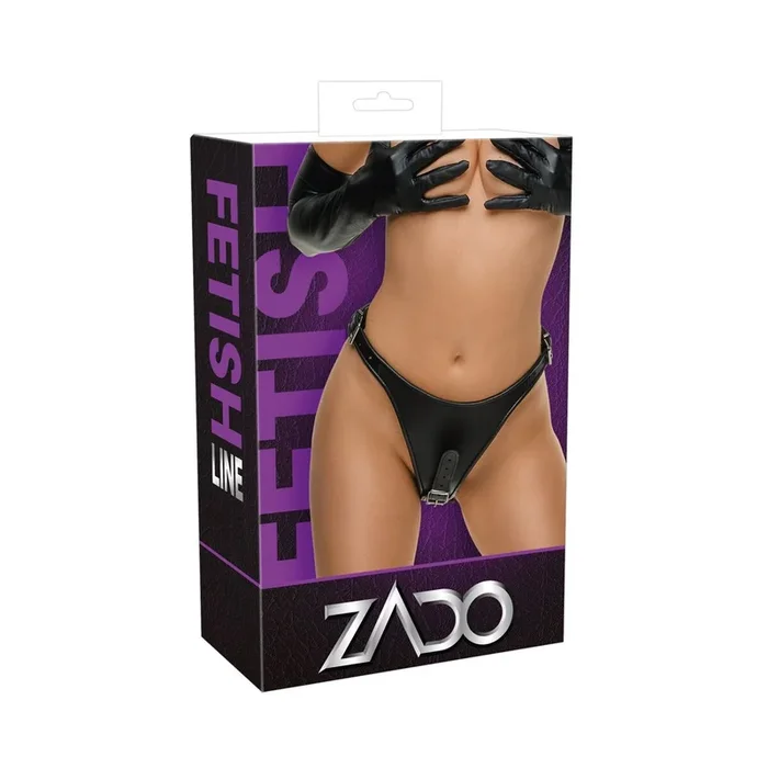 Leder-String mit Vaginaldildo und Analdildo – Größe L/XL