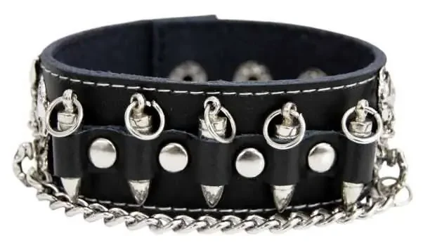 Lederarmband mit Patronen und Kette