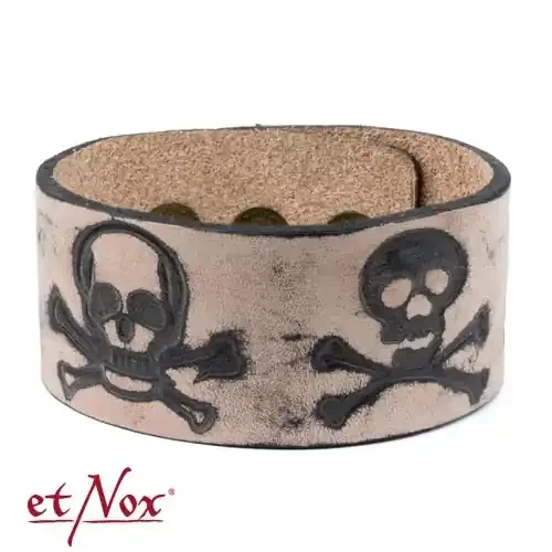 Lederarmband mit Totenkopfdruck
