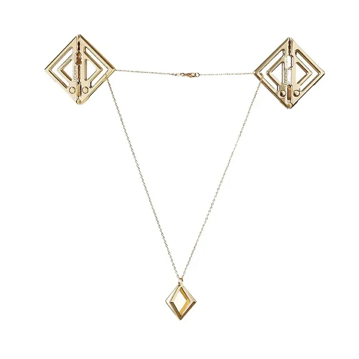 LOCKINK – Verstellbare Nippelklemmen mit Leichtem Anhänger – gold