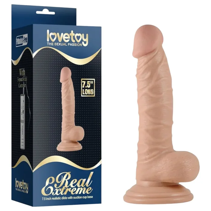 Lovetoy Real Extreme – Saugnapf G-Punkt Dildo mit Hoden – 19cm (natur)