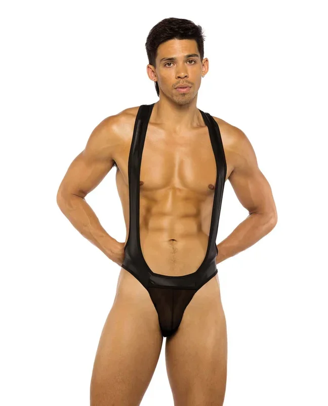 Men’s Wrestling Jockstrap Singlet – Black SM