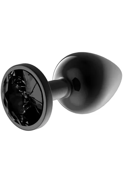 Metalic Butt Plug mit schwarzem Edelstein Größe M