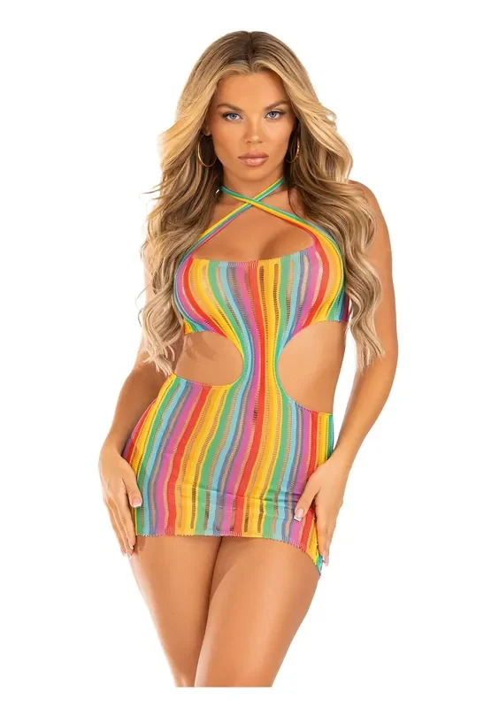 Minikleid aus Regenbogenstreifen