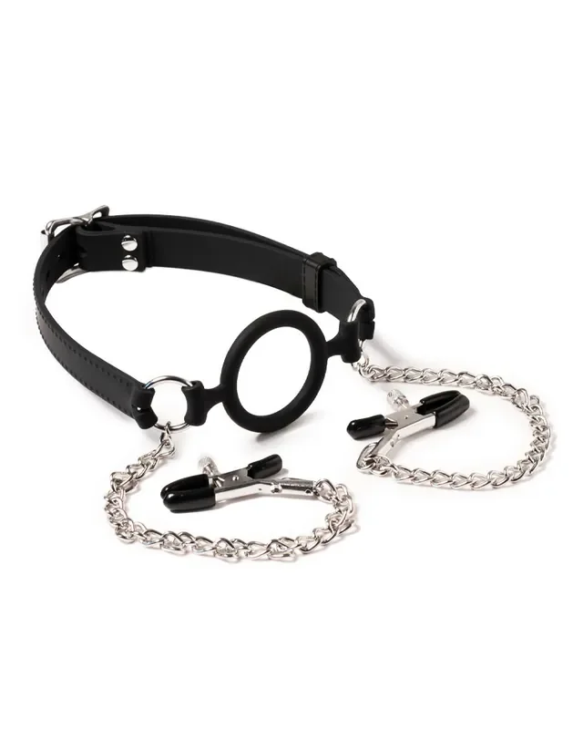 Mundknebel mit O-Ring und Nippelklemmen