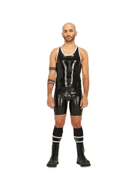 Muskelshirt aus Latex – Schwarz-Weiß