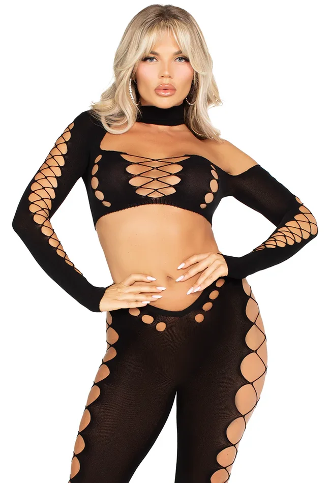 Nahtlos ausgeschnittenes Crop Top und Leggings