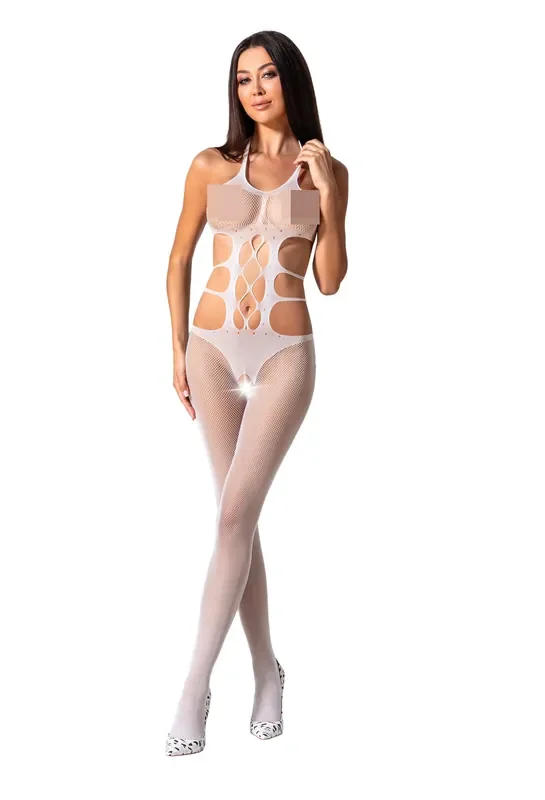 Neckholder Bodystocking mit sexy Cut-Outs – weiß