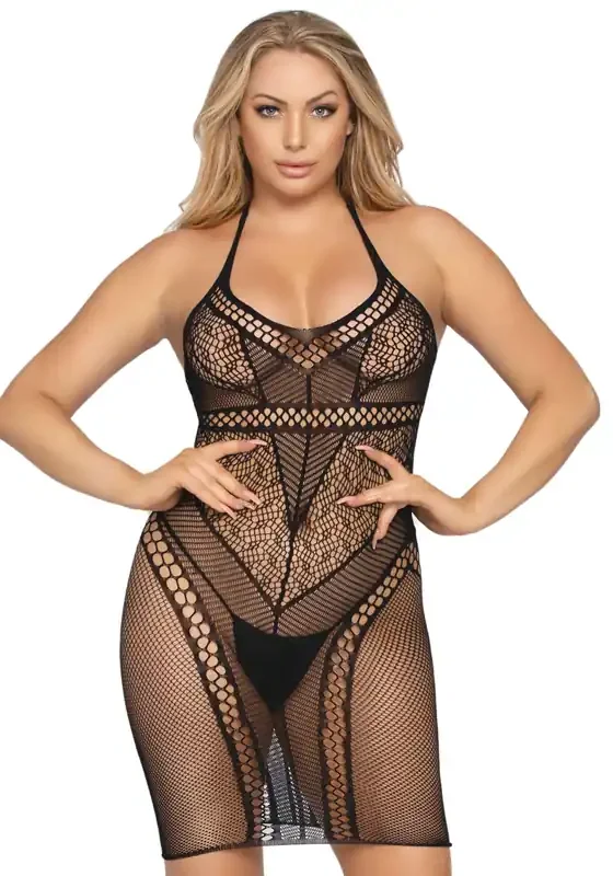 Neckholder Netz-Minikleid
