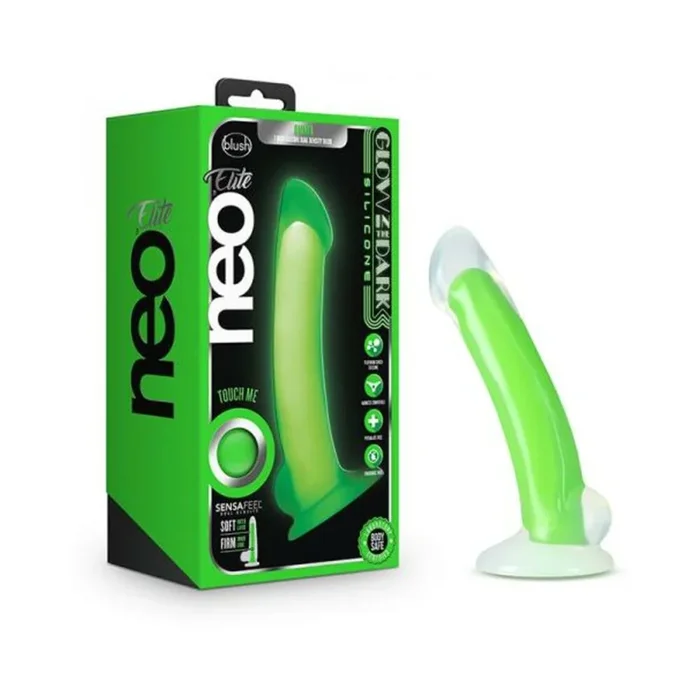 Neo Elite – Glow-in-the-dark Omnia – 7-inch Silicone Dual-density Dildo – Neon Green