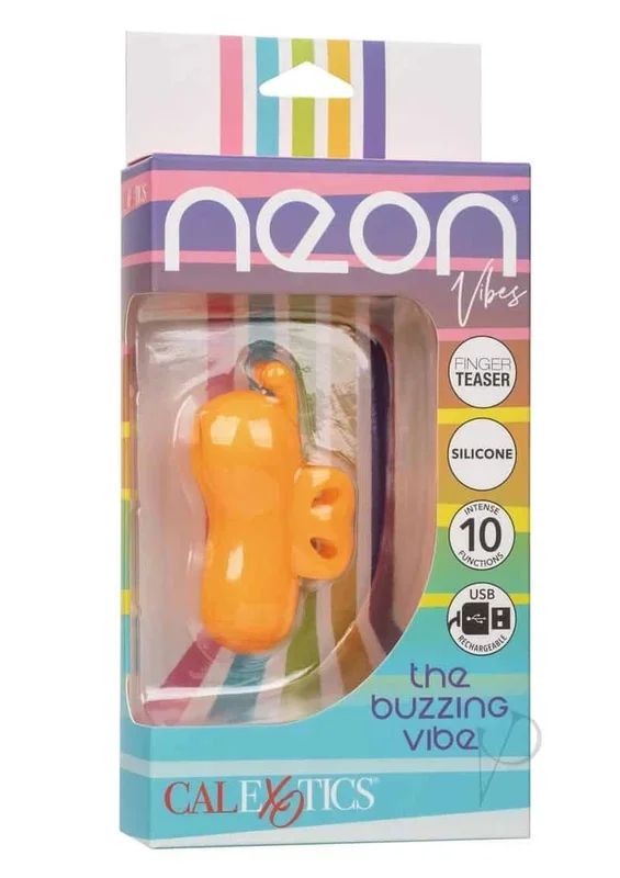 Neon Vibes The Buzzing Vibe Rechargeable Silicone Finger Vibrator – Orange