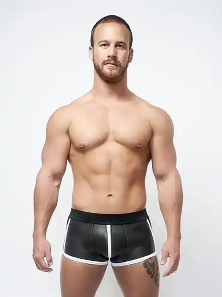 Neopren Shorts mit 3-Wege-Reißverschluss schwarz-weiß