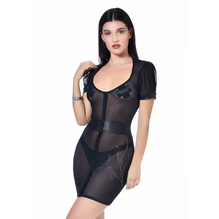 Netzkleid mit Strasssteinen