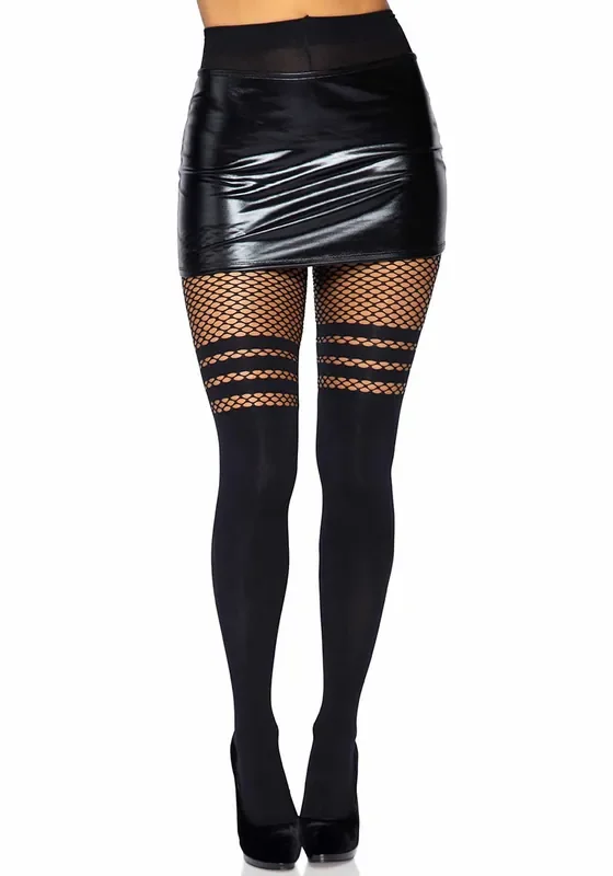 Netzstrumpfhose mit Overkneedesign