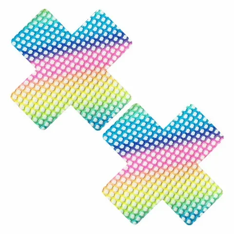 Neva Nude-Rainbow Prism Pop Neon Mesh Blacklight X Pasties