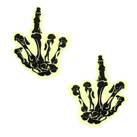 Nipztix Pasties Fuck You Glow In The Dark Skeleton Hand