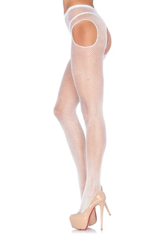 Nylon-Netzstrumpfhose in Weiß