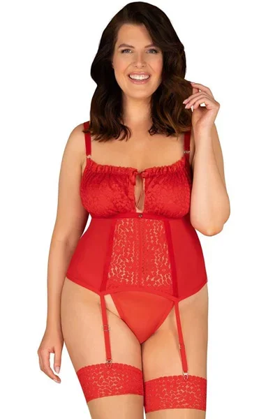 Obsessive Blossmina Korsett & String in Rot