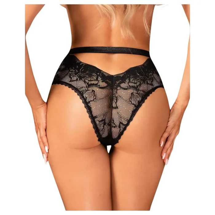 Obsessive Olvidia – Blumenmuster geschmückter Slip (schwarz)