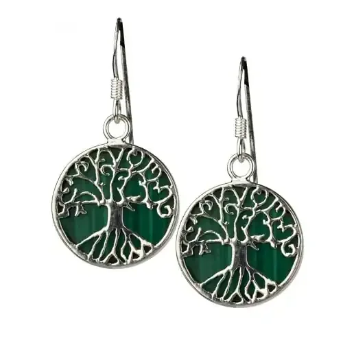Ohrringe ‘Lebensbaum‘ 925 Silber mit Malachit