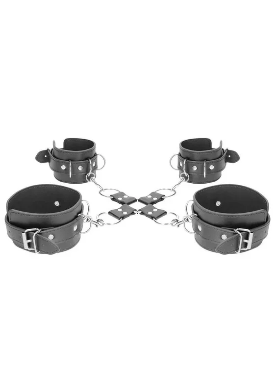 Ouch! Black Leather Hogtie Set