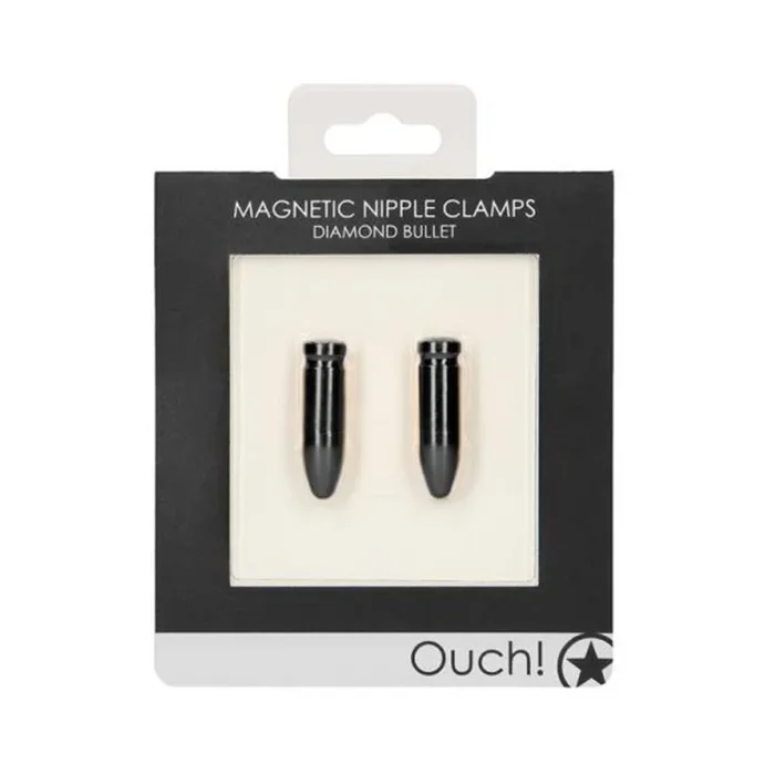Ouch Magnetic Nipple Clamps – Diamond Bullet – Black
