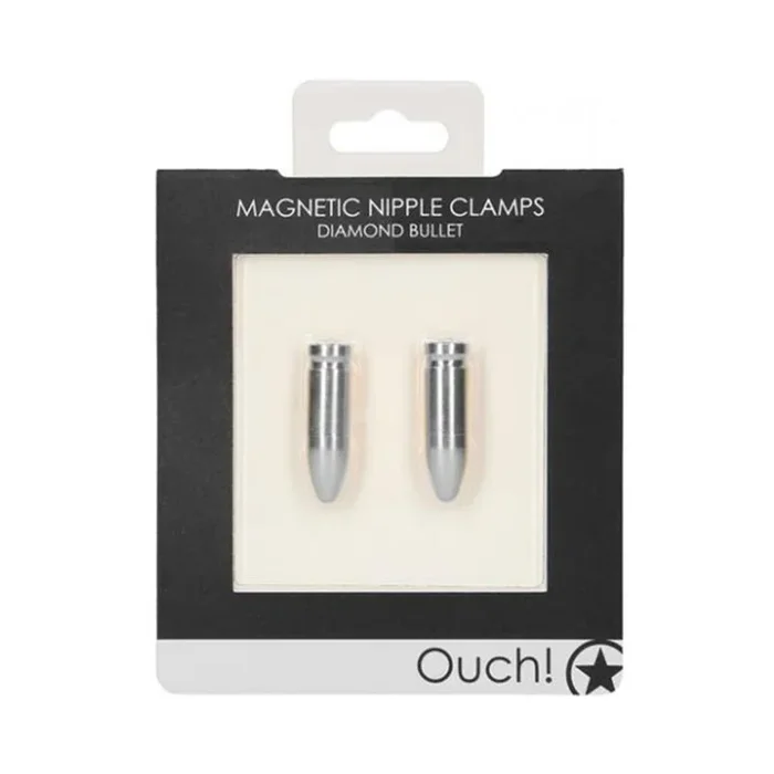 Ouch Magnetic Nipple Clamps – Diamond Bullet – Silver